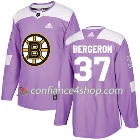 Adidas Maillot de Hockey Boston Bruins Patrice Bergeron 37 2017-2018 Violet Fights Cancer Practice Authentic - Homme